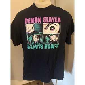 Demon Slayer Shirt Men's XL Black Anime Manga Series Graphic Tee Short Sleeve